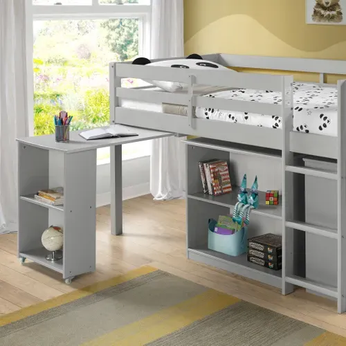 Option bureau pour lit mi-haut BLOOM Gris vue d'ambiance 1