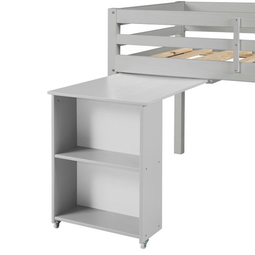 Option bureau pour lit mi-haut BLOOM Gris vue de profil