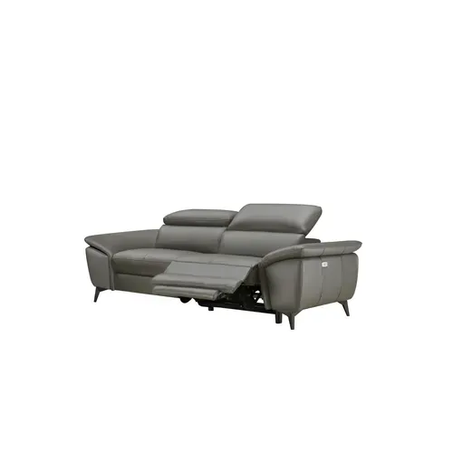 Canapé 3 places relax électrique NEWPORT II cuir et croûte de cuir taupe