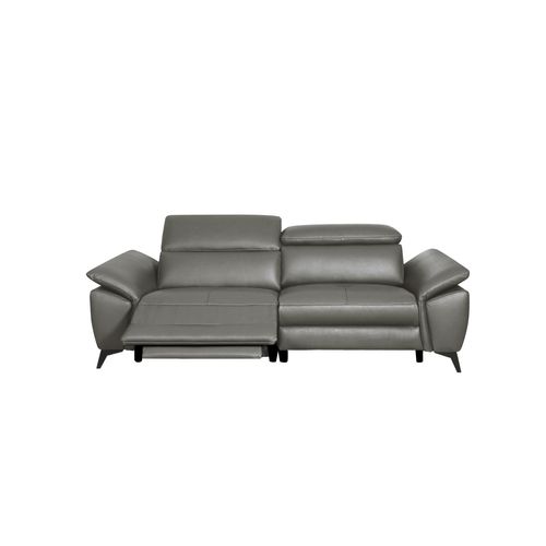 Canapé 3 places relax électrique NEWPORT II cuir et croûte de cuir taupe