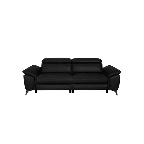 Canapé 3 places relax électrique NEWPORT II cuir et croûte de cuir noir