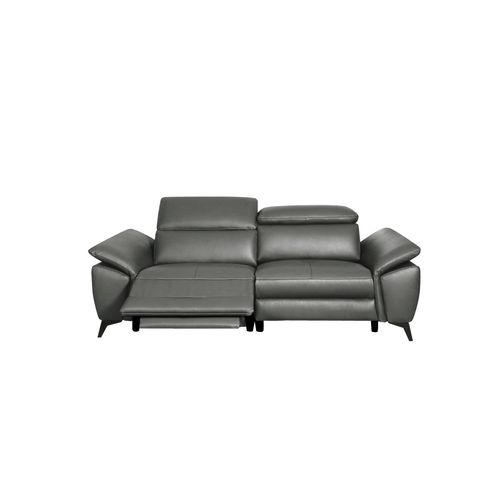 Canapé 2 places relax foncé électrique NEWPORT II cuir et croûte de cuir gris