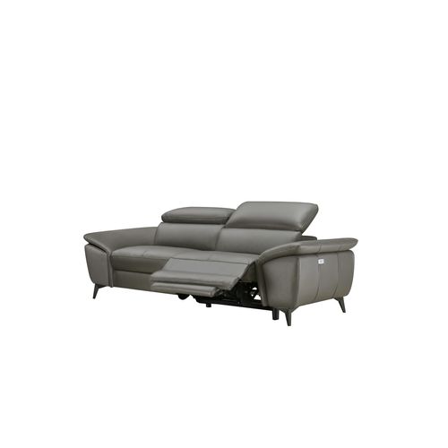 Canapé 2 places relax NEWPORT II cuir et croûte de cuir taupe