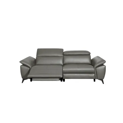 Canapé 2 places relax NEWPORT II cuir et croûte de cuir taupe