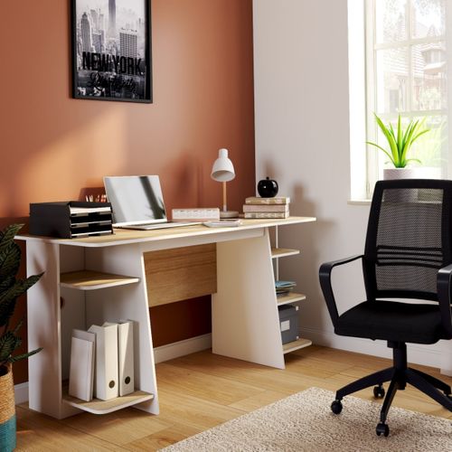 Bureau VOSS blanc et imitation chêne vue d'ambiance 1