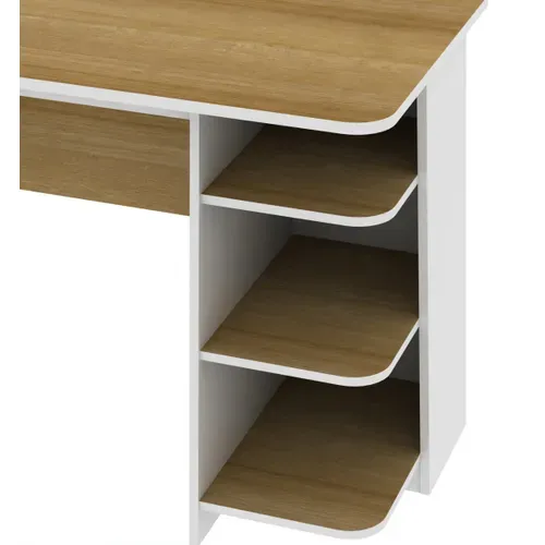 Bureau VOSS blanc et imitation chêne vue détaillée