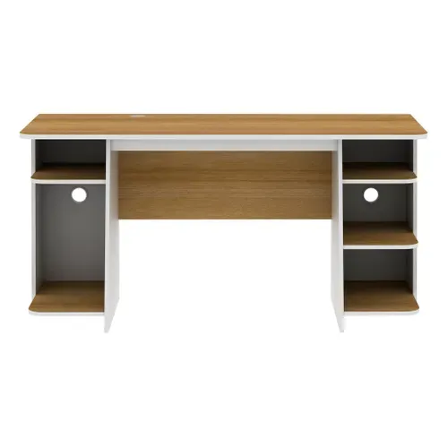 Bureau VOSS blanc et imitation chêne vue de face