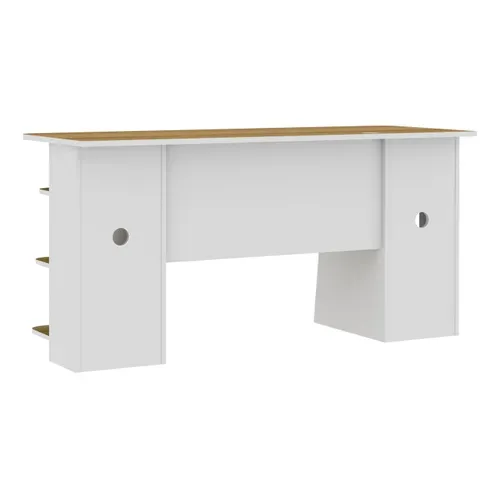 Bureau VOSS blanc et imitation chêne vue de derrière