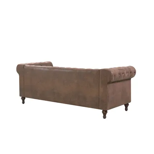 Canapé Chesterfield CHESS 3 places tissu Aspect cuir vieilli