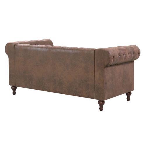 Canapé Chesterfield CHESS 2 places tissu Aspect cuir vieilli