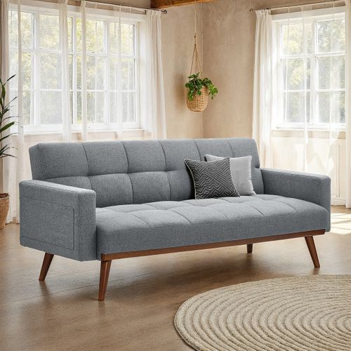 Canapé convertible 3 places LEWIS gris foncé vue d'ambiance 1