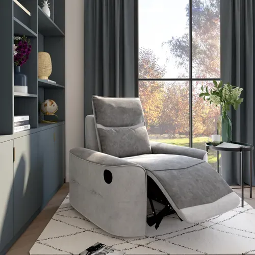 Fauteuil relax manuel TUCSON tissu gris foncé, gris clair vue d'ambiance 1