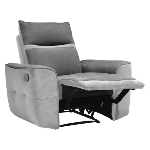 Fauteuil relax manuel TUCSON tissu gris foncé, gris clair vue 3/4