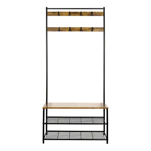 Vestiaire OXFORD imitation chêne foncé et métal