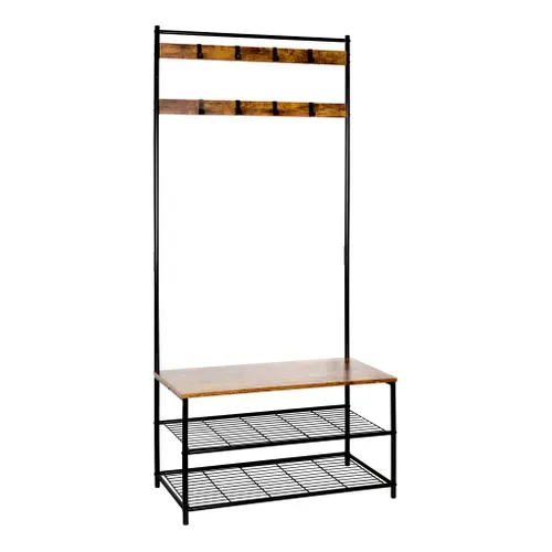 Vestiaire OXFORD imitation chêne foncé et métal