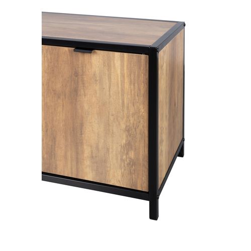 Meuble TV L.124 cm EVERGREEN 2 imitation chêne foncé et noir vue détaillée
