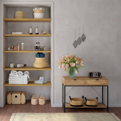 Console EVERGREEN 3 imitation chêne foncé et noir