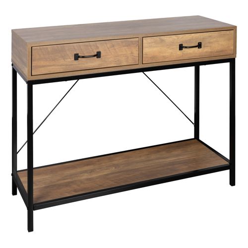 Console EVERGREEN 3 imitation chêne foncé et noir