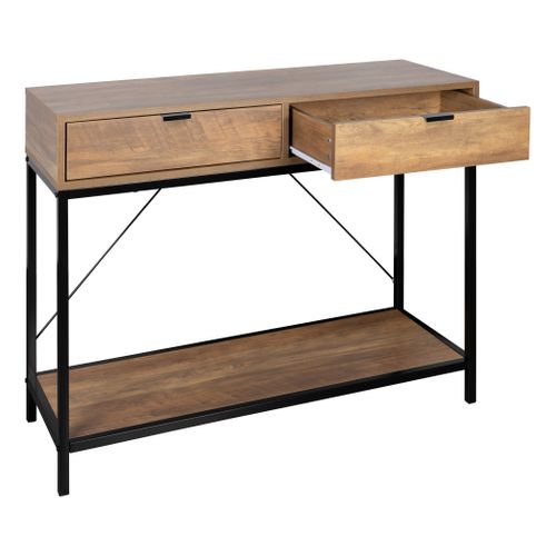 Console EVERGREEN 3 imitation chêne foncé et noir