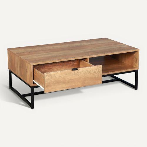Table basse EVERGREEN 2 imitation chêne foncé et noir