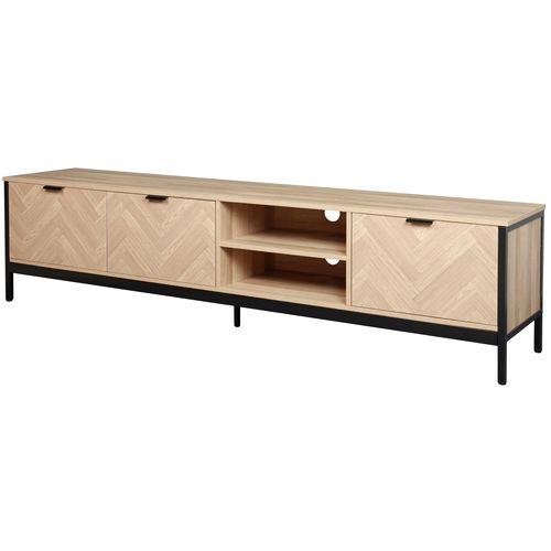 Meuble TV 3 portes L.190 cm OMALLEY 2 imitation chêne sonoma et noir