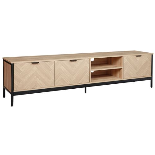 Meuble TV 3 portes L.190 cm OMALLEY 2 imitation chêne sonoma et noir