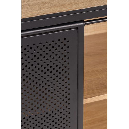 Buffet 1 porte 6 niches OSKAR imitation Chêne et noir