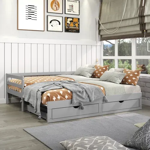 Lit extensible 90/180x190 cm BLOOM Gris