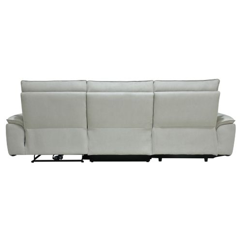 Canapé d'angle relax DOUGLAS angle gauche cuir/tissu givre vue de derrière