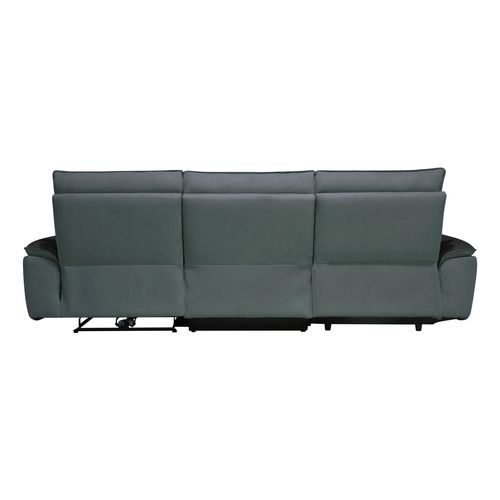 Canapé d'angle relax DOUGLAS angle gauche cuir/tissu gris vue de derrière