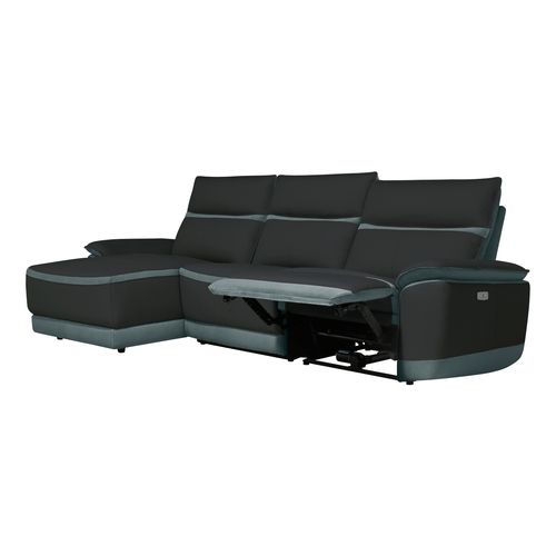 Canapé d'angle relax DOUGLAS angle gauche cuir/tissu gris