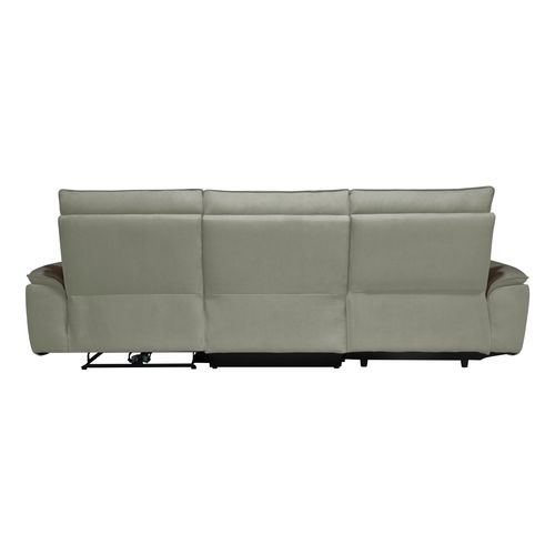 Canapé d'angle relax DOUGLAS angle gauche cuir/tissu taupe vue de derrière