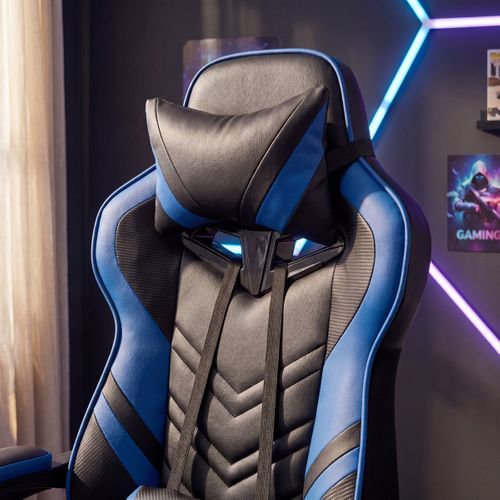 Fauteuil de bureau ergonomique Gamer RELOAD bleu et noir