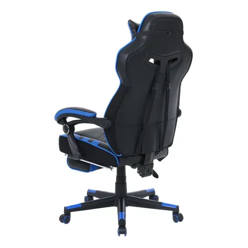 Fauteuil de bureau ergonomique Gamer RELOAD bleu et noir vue de derrière