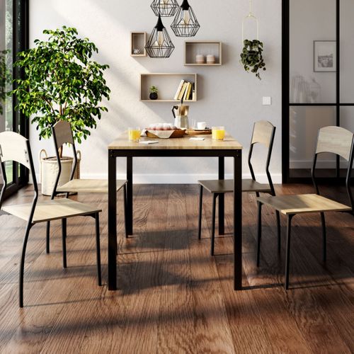 Ensemble table + 4 chaises OPAL imitation chêne