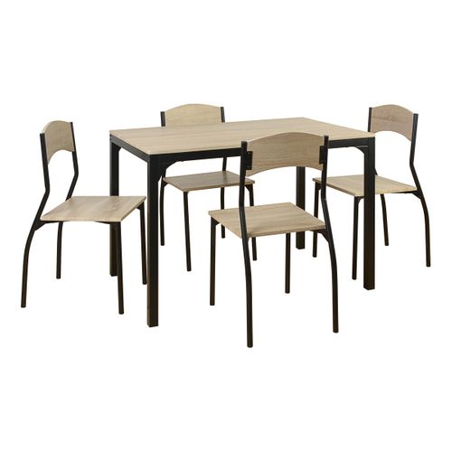 Ensemble table + 4 chaises OPAL imitation chêne