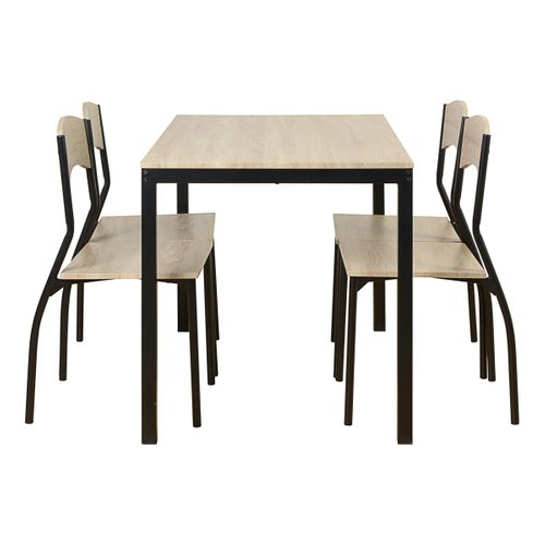 Ensemble table + 4 chaises OPAL imitation chêne