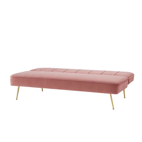 Banquette-lit clic-clac LILY 3 places en velours rose - couchage rapide