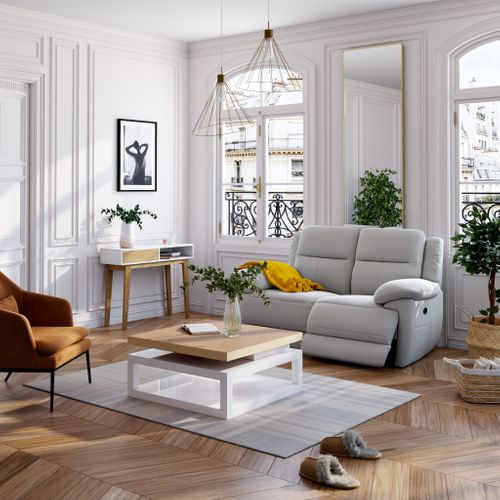 Canapé 2 places 2 relax électrique CURTISS III tissu gris clair