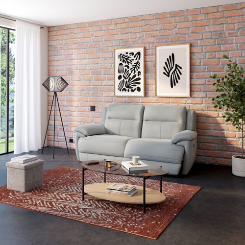 Canapé 3 places 2 relax électrique CURTISS III tissu gris clair