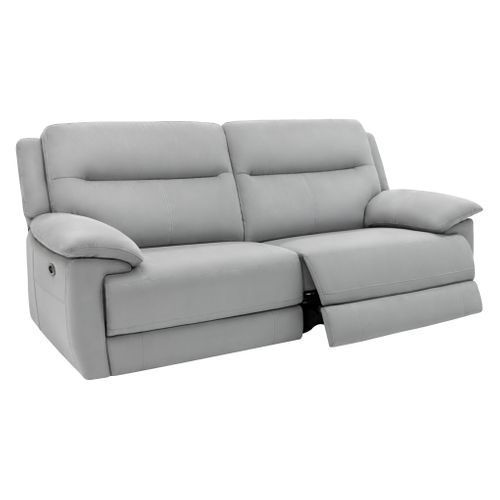 Canapé 3 places 2 relax électrique CURTISS III tissu gris clair