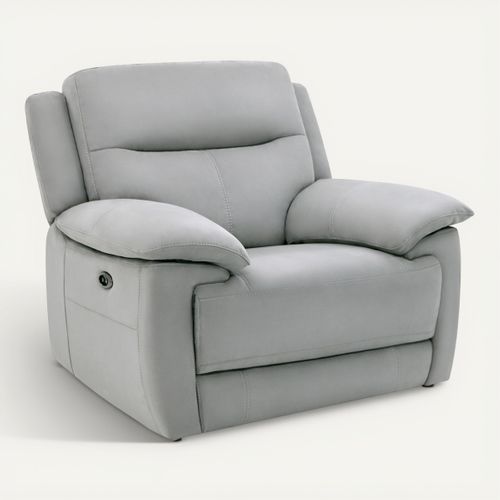 Fauteuil relax électrique CURTISS III tissu gris clair vue 3/4