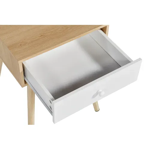 Chevet 1 tiroir INGO imitation chêne et blanc vue accessoires