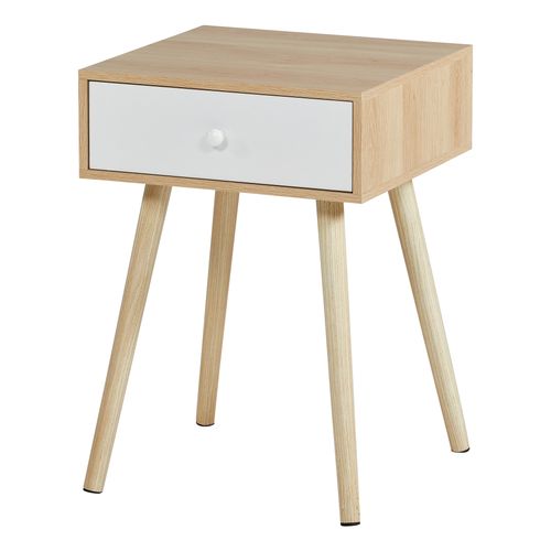 Chevet 1 tiroir INGO imitation chêne et blanc