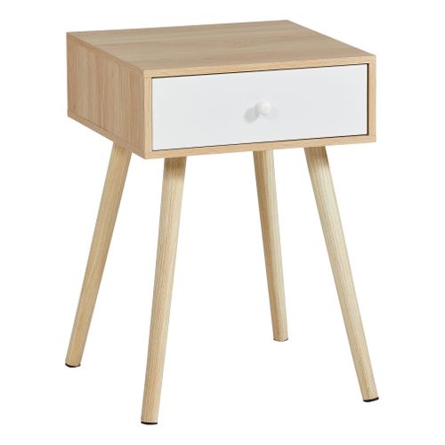 Chevet 1 tiroir INGO imitation chêne et blanc