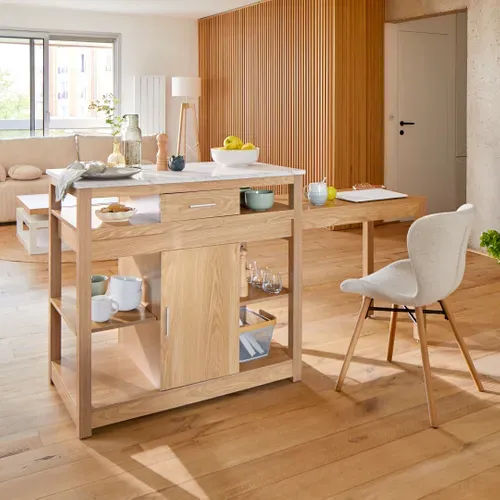 Ilot central LIVIA chêne vue d'ambiance 1