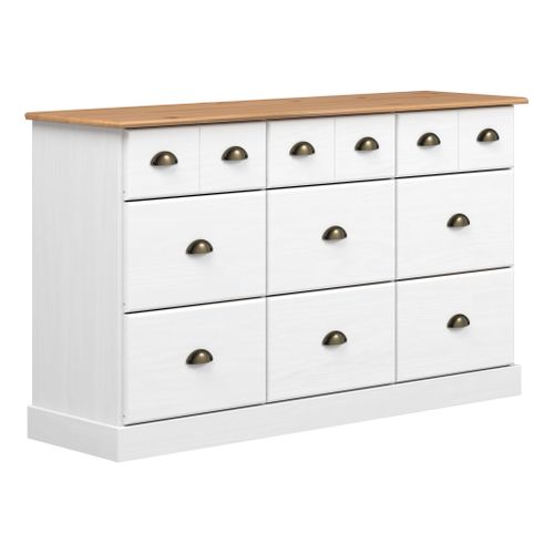 Range-tout 9 tiroirs STANFORD blanc et pin