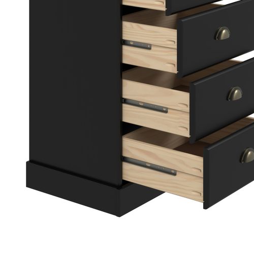 Chiffonier 5 tiroirs STANFORD noir et pin