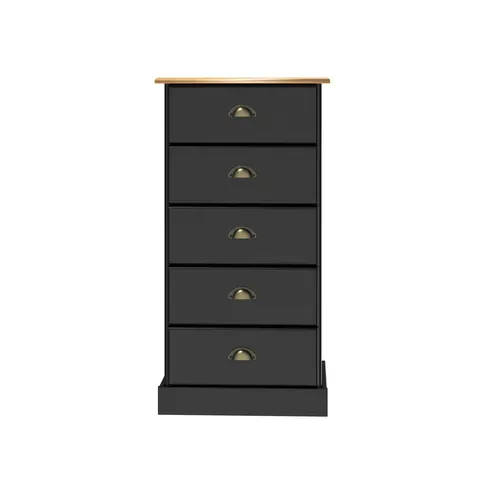 Chiffonier 5 tiroirs STANFORD noir et pin