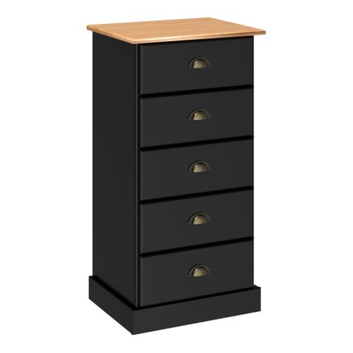Chiffonier 5 tiroirs STANFORD noir et pin